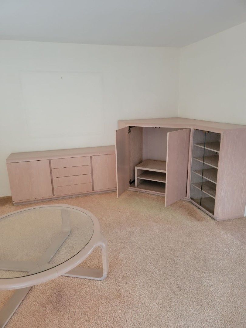Light Pink Credenza- Shelves And coffee table - Super Cute Super Sturdy