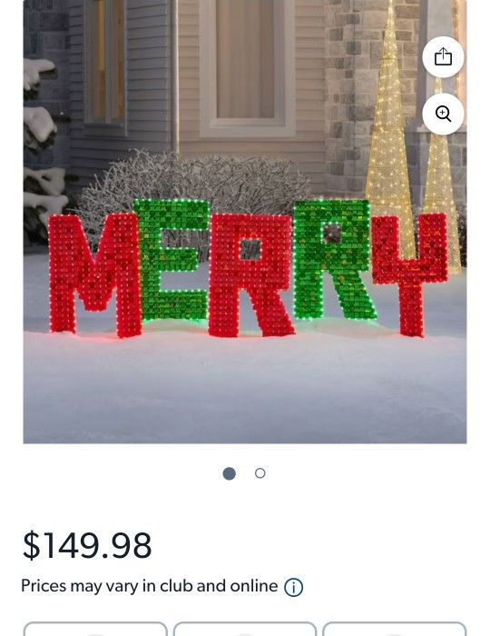 ✨️ Member's Mark 28" Pre-Lit Decorative Yard Sign - Merry w7103