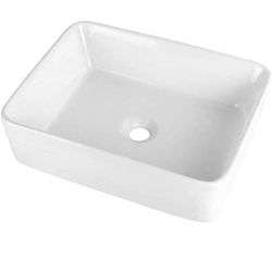 Vessel Sink Rectangular - GhomeG 19"x15" Rectangle Above Counter White Porcelain