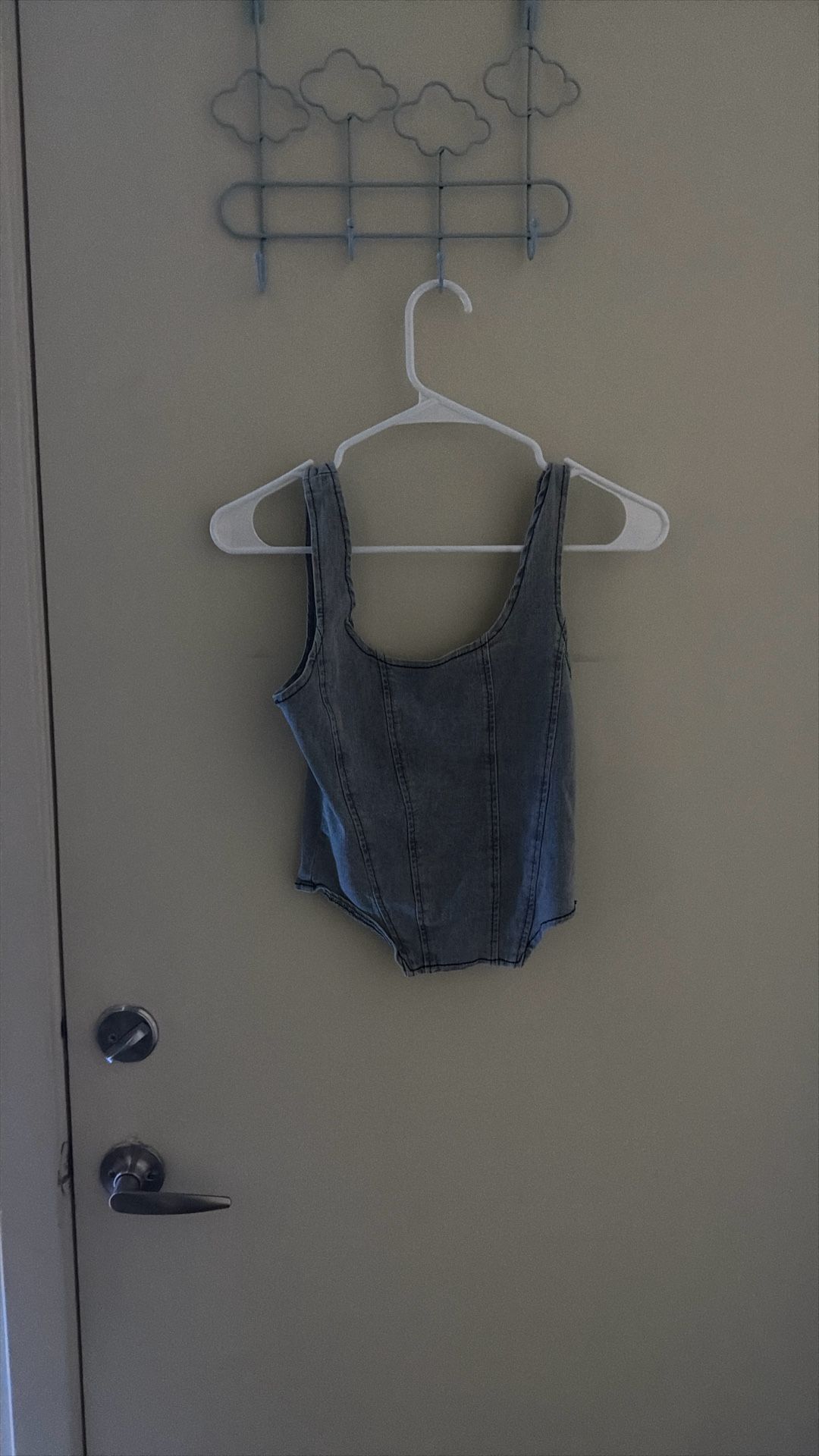 jean corset zip up top