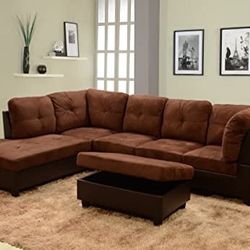New Brown Microfiber Sectional Sofa Set 