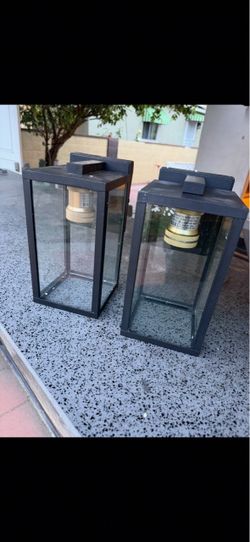 Outdoor Wall Lights 2 Pack, Exterior Wall Sconces, Black and Gold Finish