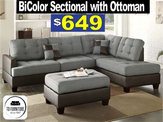 Reversible Bicolor sectional with ottoman