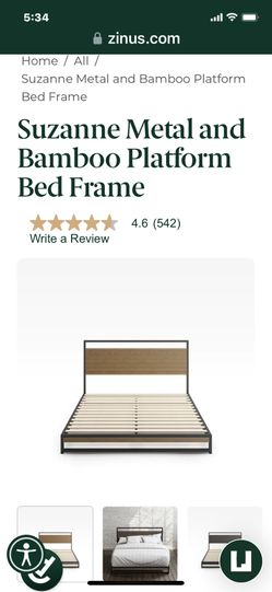 Zinus Bamboo Steel Bed Frame