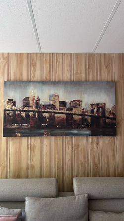 Large New York City Skyline & Brooklyn Bridge Canvas Wall Art