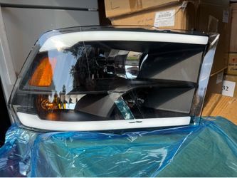 09-18 Dodge Ram Black Housing Orange Reflector LED Strip Headlights