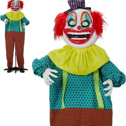 6FT Halloween Decor Animatronics Talking Outdoor Decorations with Voice Control Light Up Eyes Movable Arms for Indoor Party Prop and Outdoor Lawn Pati