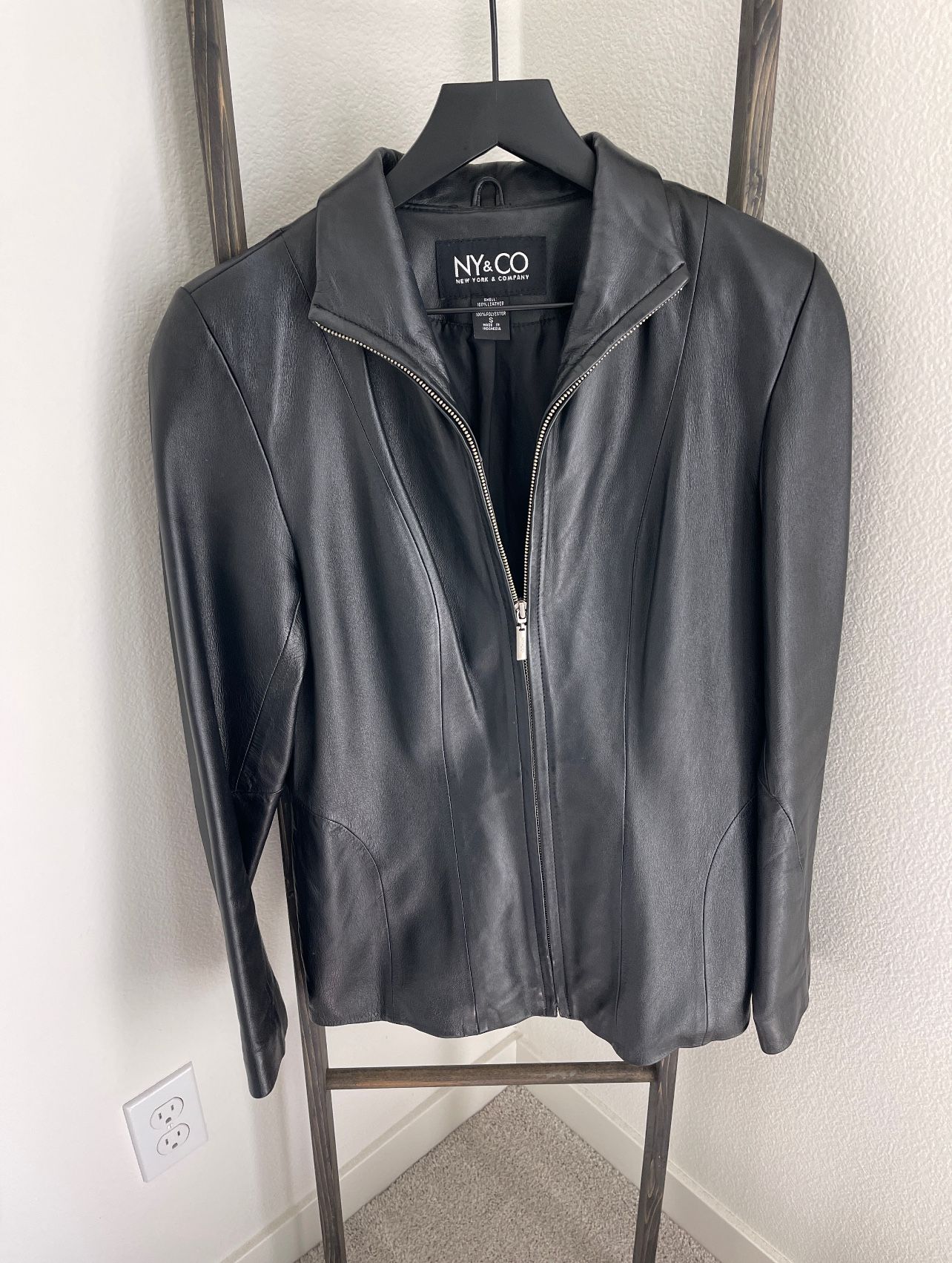 New York & Company Black Leather Jacket - Women's Size Small