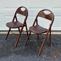 Pair Of 1920s Vintage Louis Rastetter & Sons Kumfort Folding Chinoiserie Chairs