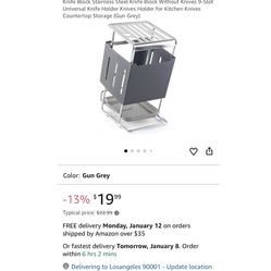 Knife Block Stainless Steel Knife Block Without Knives 9-Slot Universal Knife Holder Knives Holder for Kitchen Knives Countertop Storage 