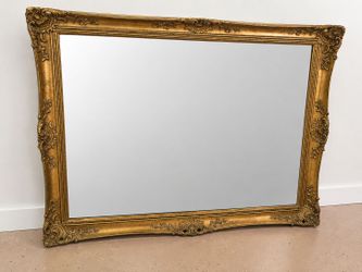 "Large Ornate Gold Framed Wall Mirror – 44 x 34