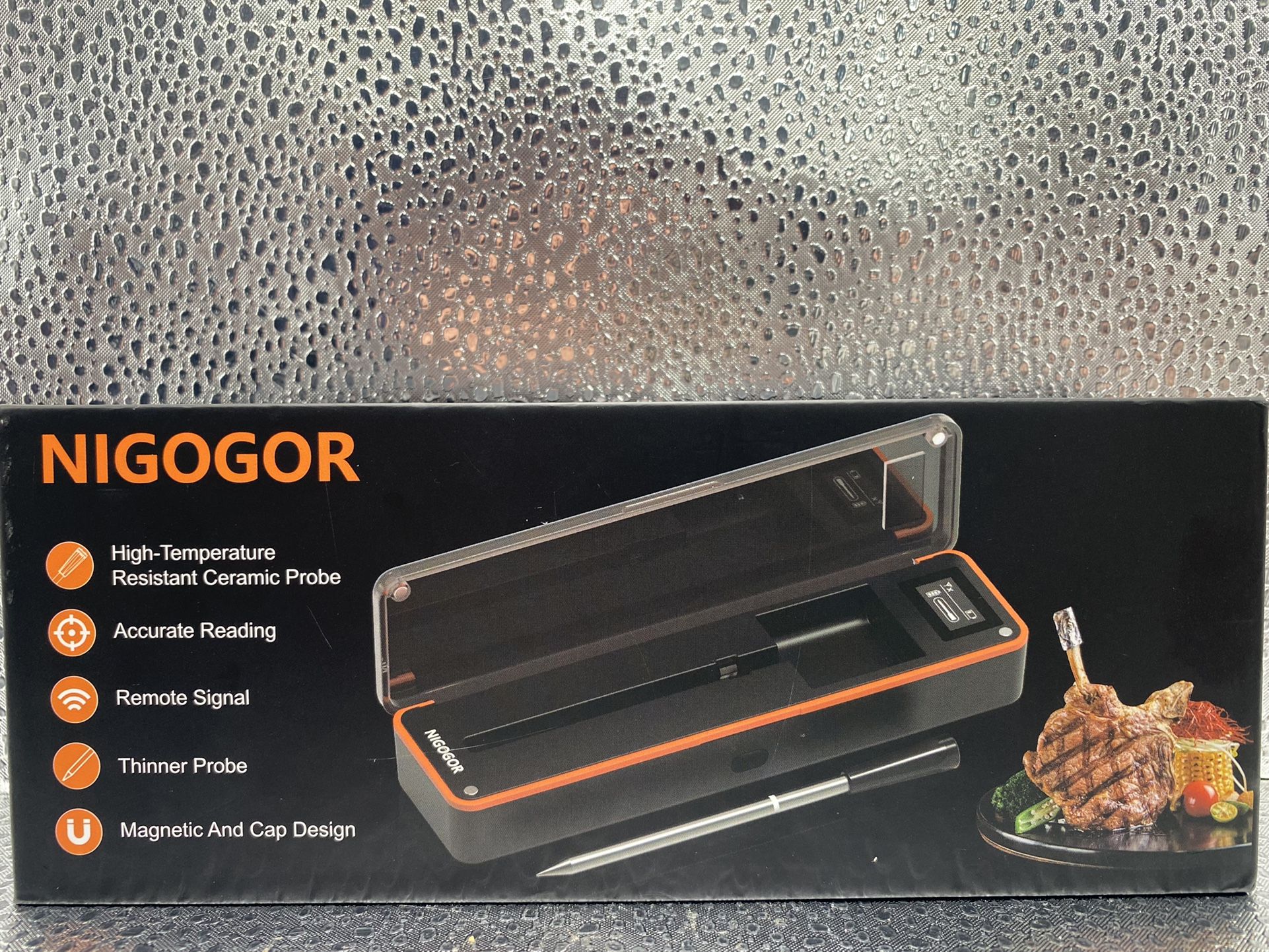 Smart Wireless Meat Thermometer Ultra-Thin Probe Sensor for BBQ Grill Nigogor