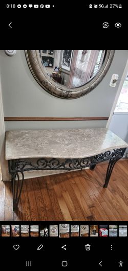Iron and Stone Console Table and Coffee Tabl