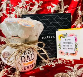 Father's Day Gift Set – Harry's Shaving Kit, Coffee Pods, Best Dad Mug, Card & Gift Bags Included. Ready to Give.