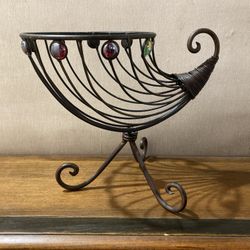 Wrought Iron Cornucopia Fruit Basket