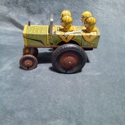 Vintage 1930's Litho Marx Jumpin Jeep Tin Wind Up Tin Toy