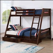 Twin Full Expresso Bunkbed with Orthopedic Mattress Included
