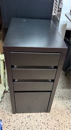 Ikea brown black Micke 4 drawer mobile file cabinet on wheels
