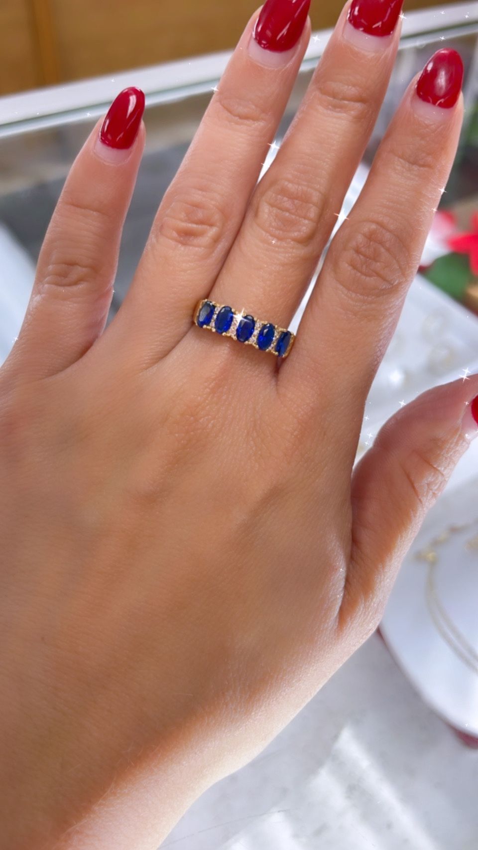 14k Gold Ring With Blue Zirconias