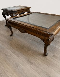 Solid Wood Vintage Coffee Table & Side Table Set