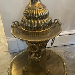Huge Vintage Turkish Brass Tent Warmer Hot Pot Mangal Brazier - 39"