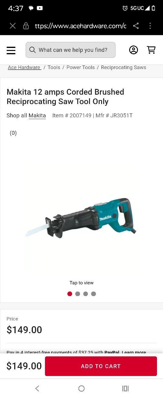 Makita Recipro Saw 12qmp Corded