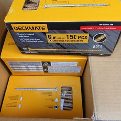 New 6" Exterior Screws 150 Pcs Box, $38 each Box. 12 Boxes Available. 