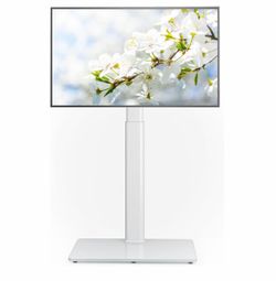 White Adjustable Floor TV Stand - Fits 27” to 65” TVs