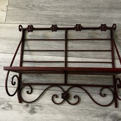 Vintage Rustic Red Metal Shelf
