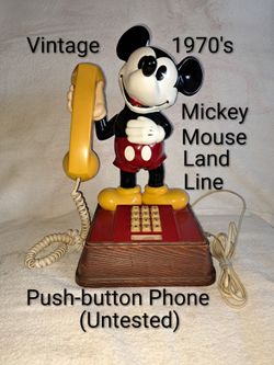 Vintage 1970's Mickey Mouse Push-button Landline Telephone In Excellent Condition (Untested)