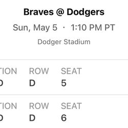 May 5, 2024 Dodgers Vs. Braves Tickets Field Level