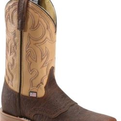 *RETAILS FOR $299.00* DOUBLE-H 11" Graham Square Toe Western Boots for Men - Bison Leather and Slip-Resistant  Made in USA
