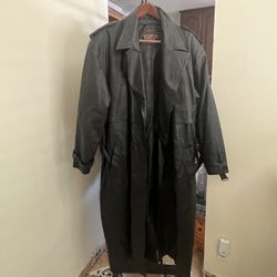 Black Leather trench coat mens