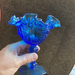 Footed Aqua Blue Candy Dish 
