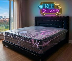 KING size bed set new bedroom furniture set King BED Frame With Mattress And Box Spring Set FREE DELIVERY Black Bed
