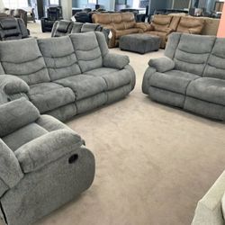 Tulen Gray,Mocha,Chocolate Reclining Sofa And Loveseat 