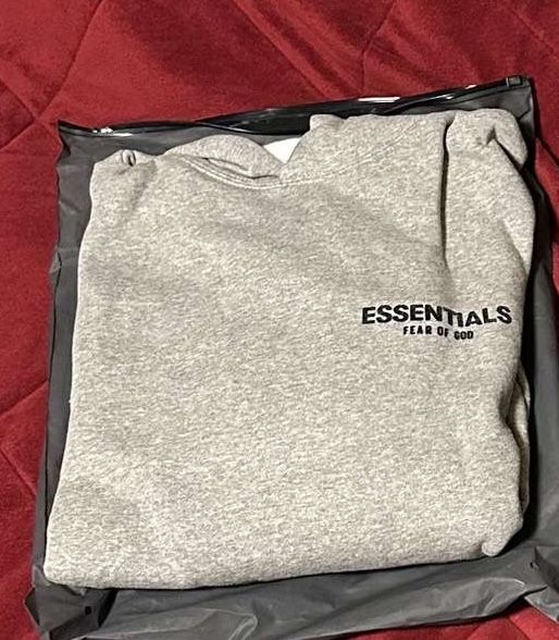 brand new dark oatmeal/grey essentials fear of god hoodie