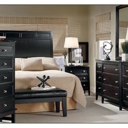 STEAL! -Complete Ashley Furniture Bedroom Set, Cal King Bed, Dresser, Mirror, Nightstand, Upright chest