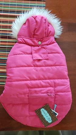 Pooch a lini hooded fur dog parka pink size s-m