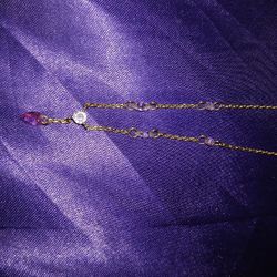Diamond And Pink Stone Necklace 