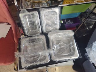 Pizza Topping Station for Grill Prep Stand Table, Condiment Containers with Clear Lids for Pizza Oven Cart Accessories, 25.5 Inches Length Stainless S