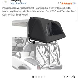 Panglong Universal Golf Cart Rear Bag Rain Cover (Black)-with Mounting Bracket Kit, Suitable for Club Car, EZGO and Yamaha Golf Cart with 2- Seat Mode