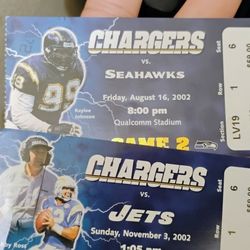 Vintage San Diego Chargers 2002 Tickets Lot Of Two