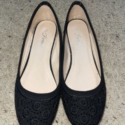 Black Jeweled Flats