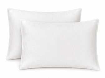 Set of 2 White Velvet King Size Cases - NEW
