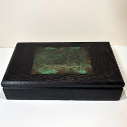 Royal Craft Designs - Epoxy And Leather Wooden Box 