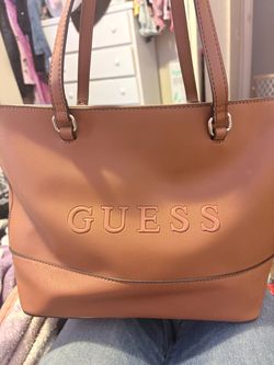 Guess Tote Bag Brown Saffiano