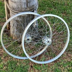 Vintage Araya , 24” Alloy Wheels, Rims, Lightweight , Clean Set,  Spin Straight, ACS Freewheel, High Flange Hubs, Old School, Located In LaHabra 