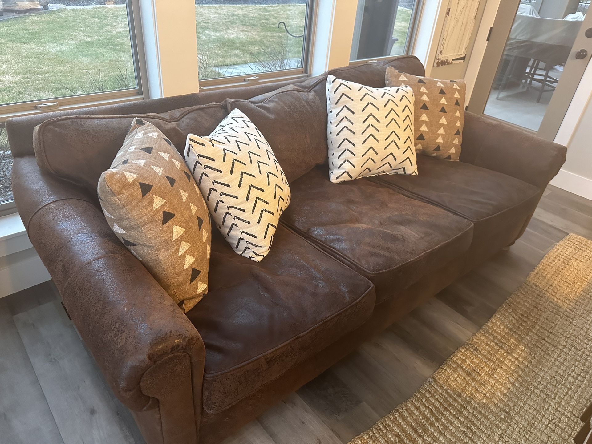 Restoration Hardware Distressed Leather Couch and Chair
