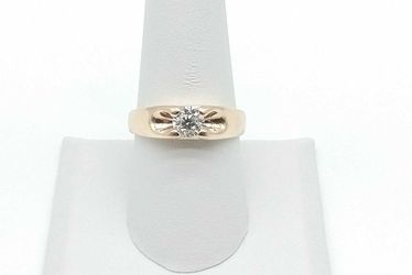 0.6 Dwt Diamond 6.4 Grams 14k Yellow Gold Solitaire Ring  Size 8 Jr0625llssmia